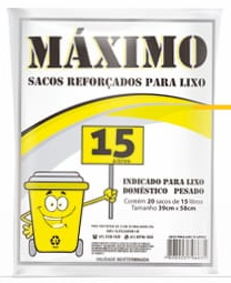 Sacos Reforçados para lixo MÁXIMO 25X20X15L